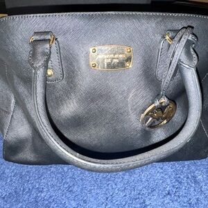 Michael Kors Black Satchel with Gold Accents